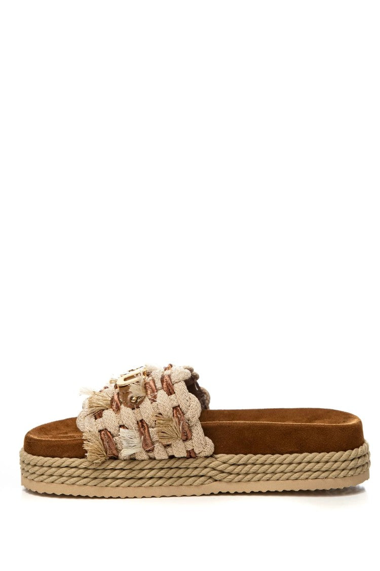 Mou Intricately Woven Flat Slide Sandal