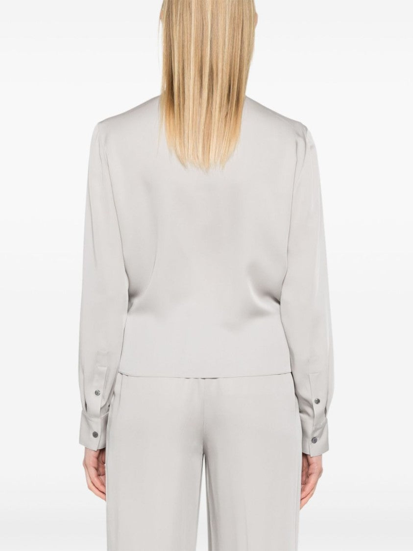 Theory Silk Wrap Blouse With Deep V-Neck