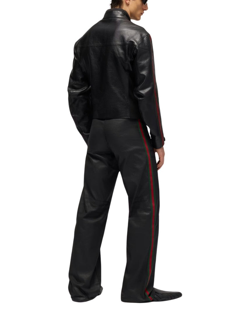 Gucci Black Coated Stretch Cotton Straight-Leg Pants