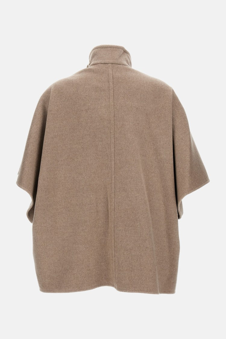 Max Mara Short-Sleeve Wool Coat With Buckle Detail And Side Pockets