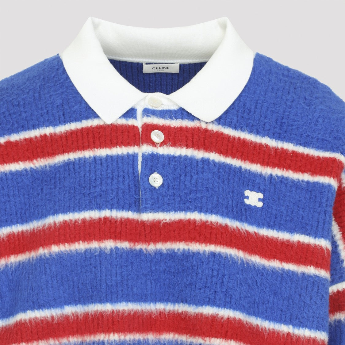 Celine Horizontal Striped Knitted Polo Shirt