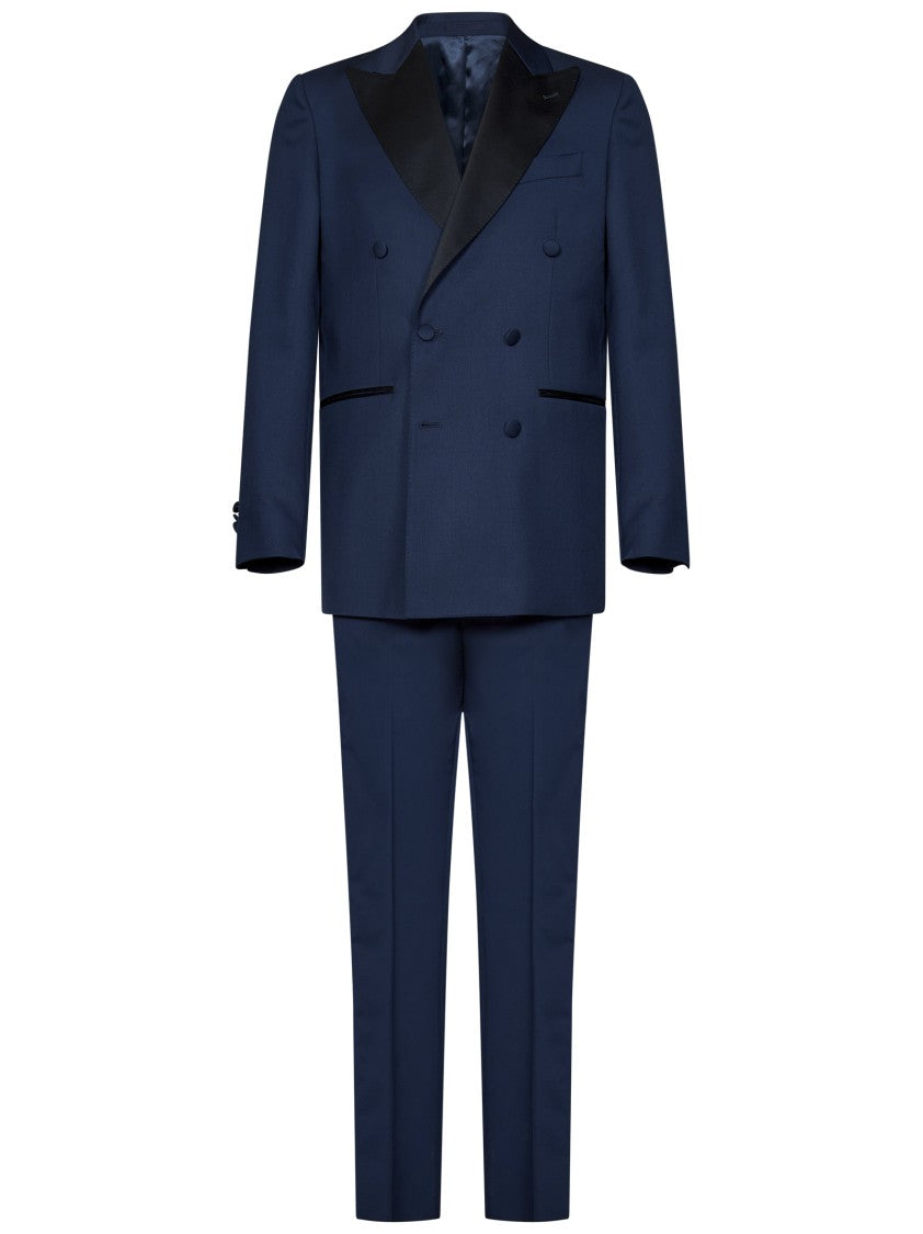 Franzese Collection Double-Breasted Tuxedo In Blue Wool
