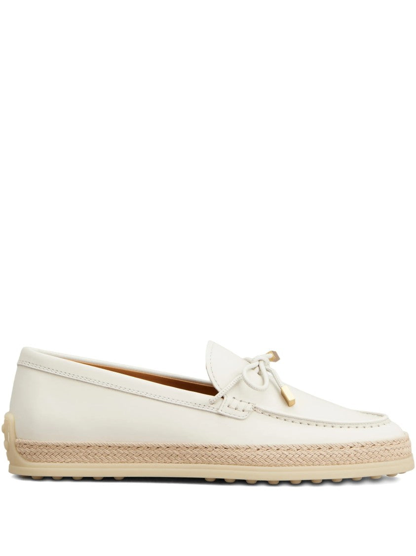 Tod's White Calzature Slip-On Decorative Bow Loafers