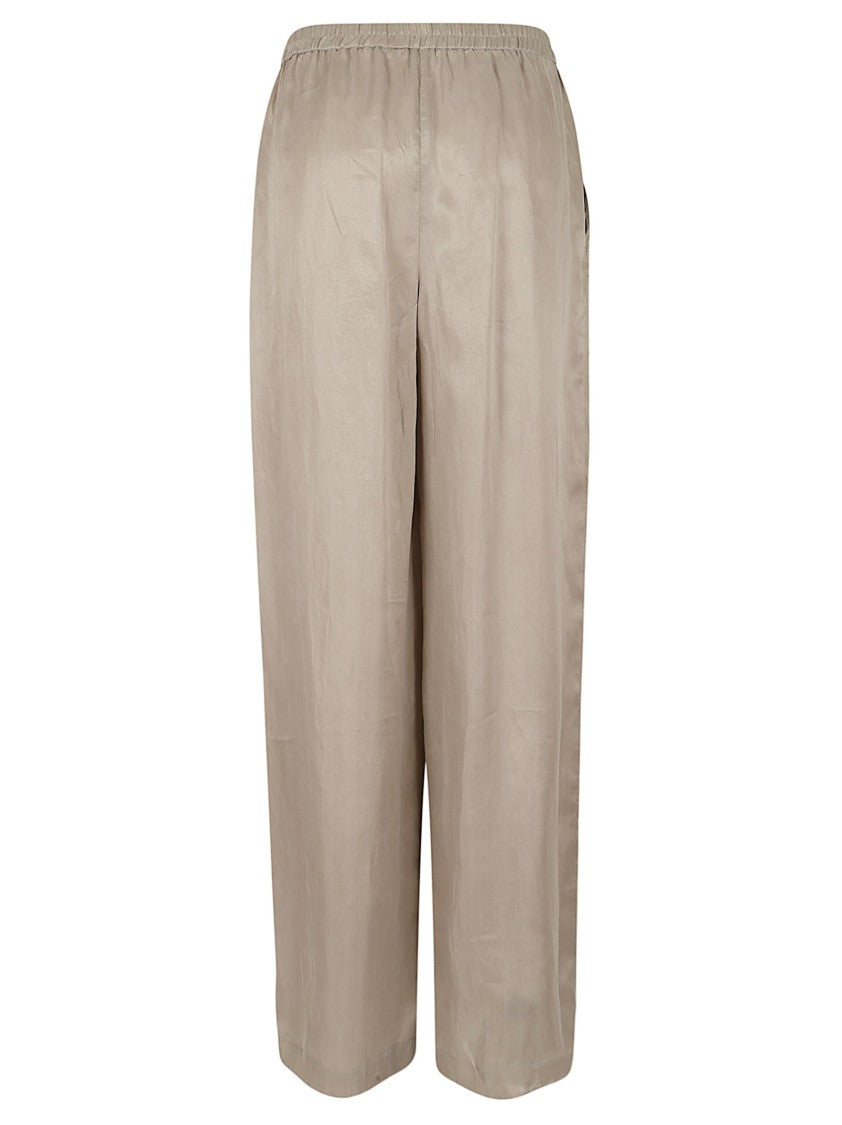 Emporio Armani Beige Wide-Leg Trousers With Relaxed Fit And Elastic Waistband