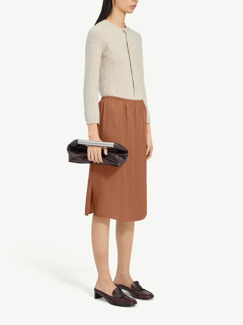 Mm6 By Maison Margiela Brown Number Logo Satin Midi Skirt