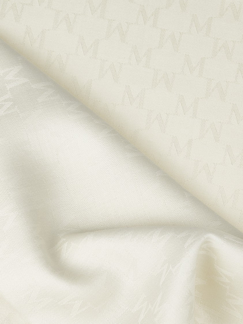 Max Mara Textured White Scarf With Fringed Edges