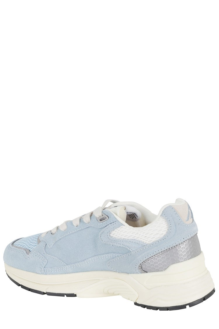 Autry Light Blue Hyperway Low Mesh Side-Logo Leather Sneakers