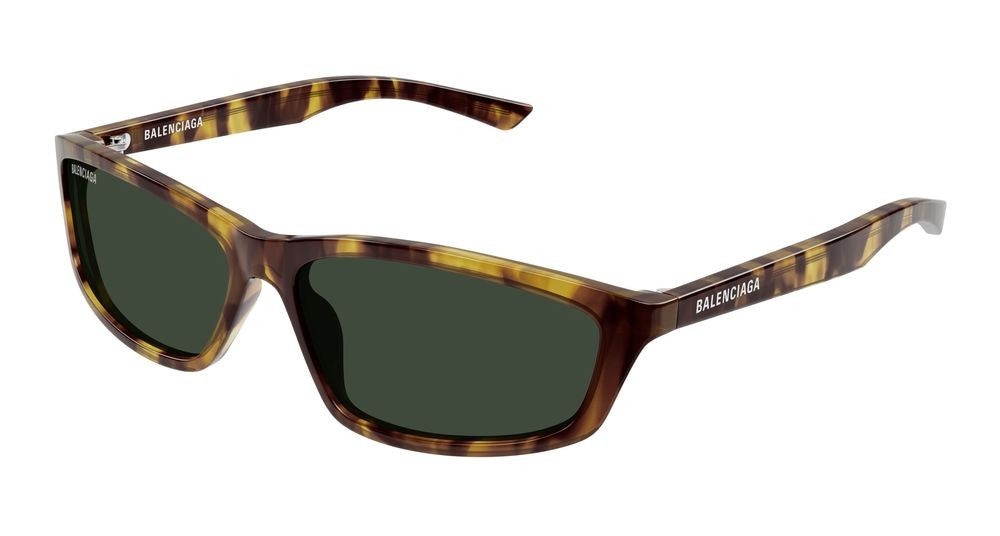 Balenciaga Havana Dark Green Lenses Square Frame Sunglasses