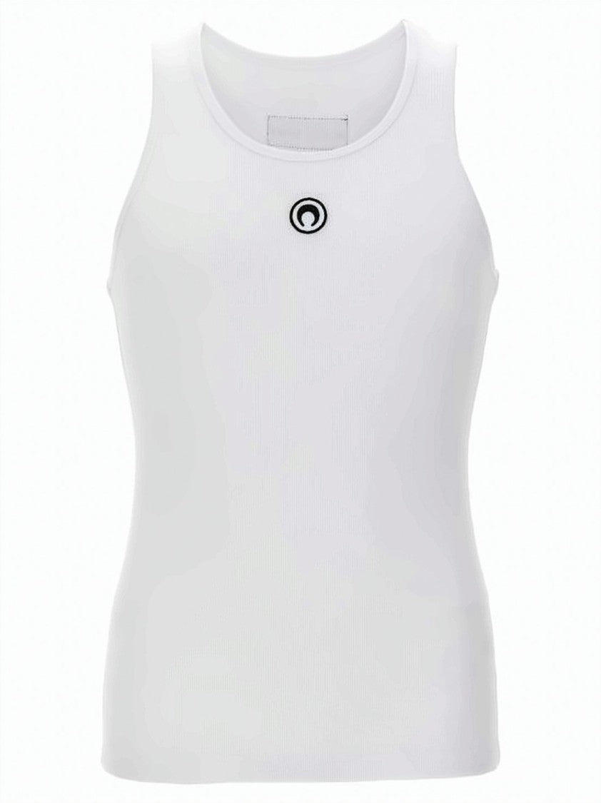 Marine Serre Ribbed Fitted Tank Top With Circular Emblem