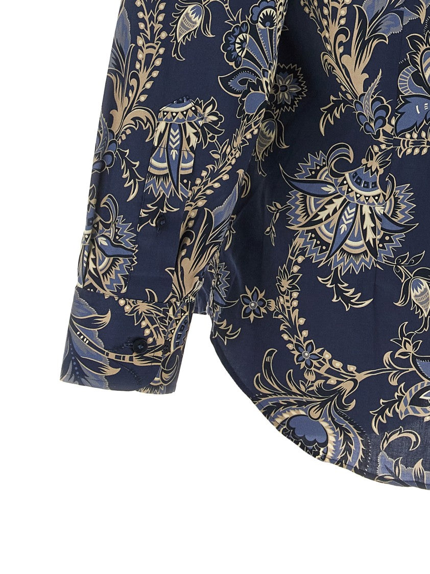 Etro Maxi Floral Print Cotton Shirt
