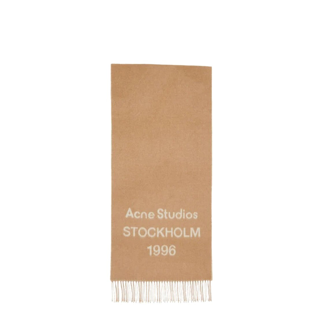 Acne Studios Brown Wool Scarf With Fringed Edges