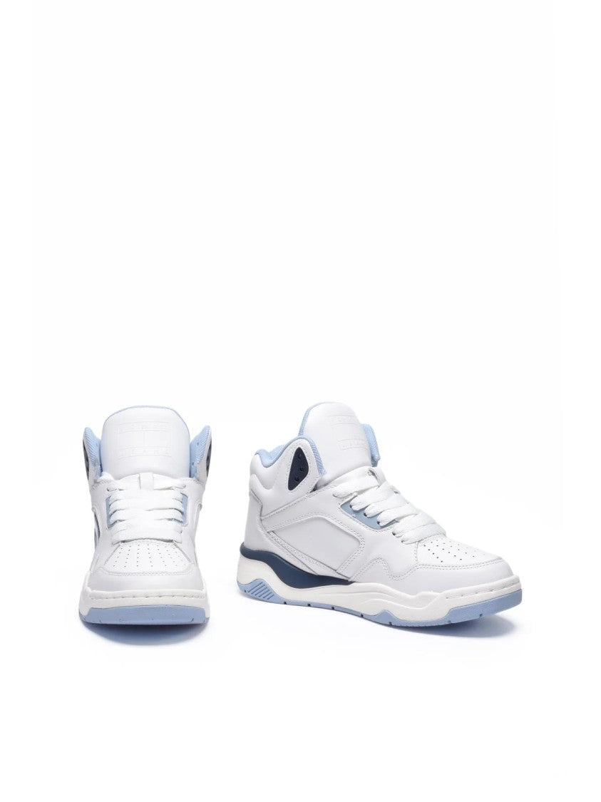 Tommy Jeans White Light Blue High-Top Sneakers