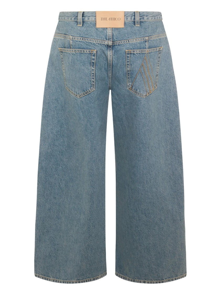The Attico Light Blue Jeans Wide-Leg Denim Shorts