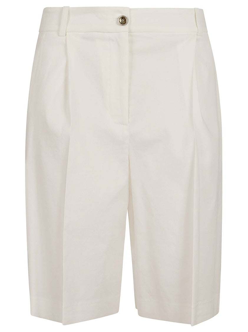 Pinko Bermuda Shorts In Slub Linen And Viscose Blend