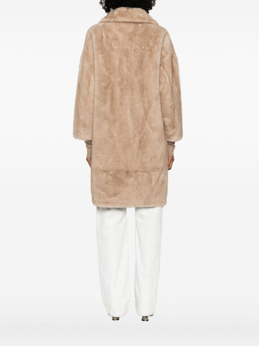 Betta Corradi Mid-Length Plush Beige Coat
