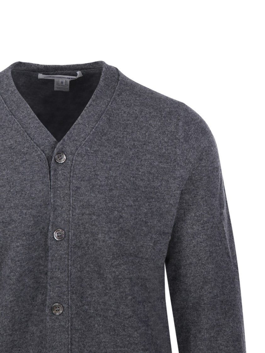 Comme Des Garçons Textured Knit Dark Grey Cardigan