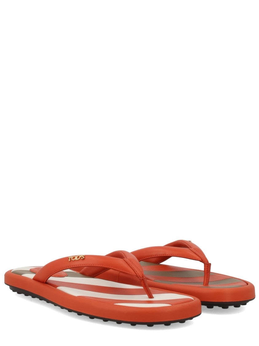 Tod's Tod's Diagonal Stripes Leather Sandals