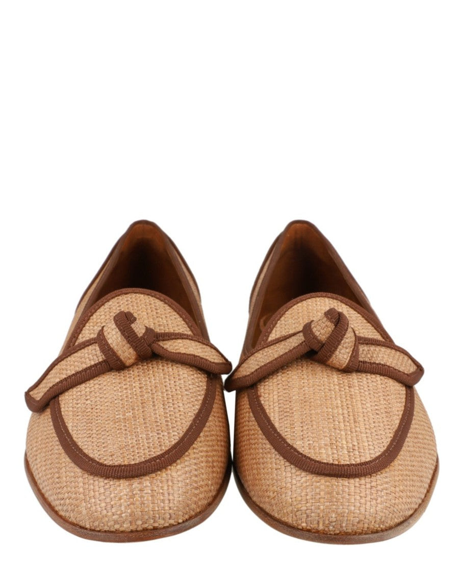 Alexandre Birman Grosgrain-Trim Raffia Loafers