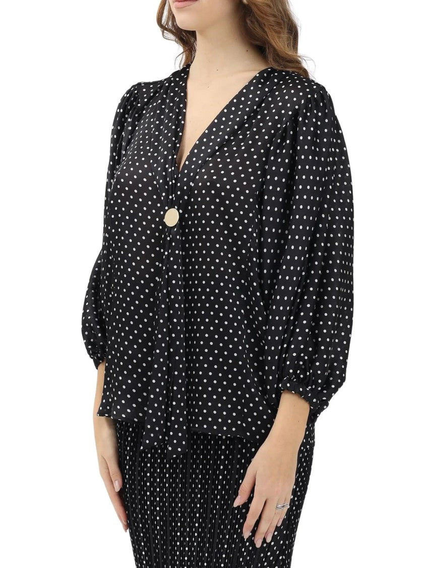 Simona Corsellini Black Polyester Satin Blouse