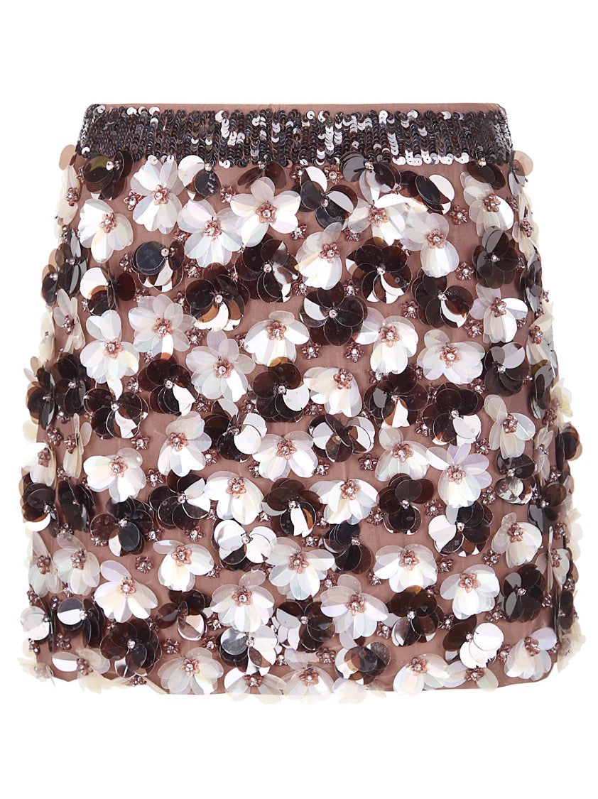 P.A.R.O.S.H. Floral-Patterned Sequined Mini Skirt