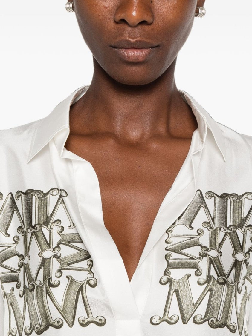 Max Mara Multicolor Smooth Silk Intricate Metallic Shirt