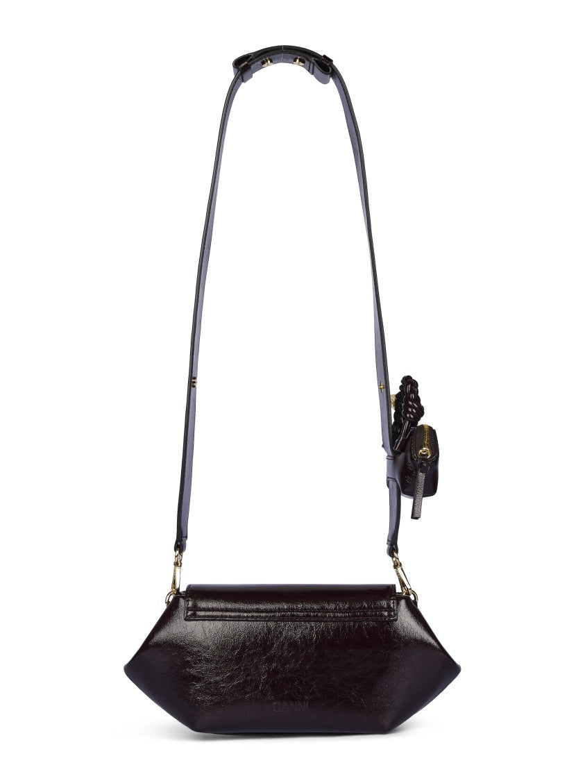 Ganni Black Elongated Hexagonal Gold-Tone Shoulder Bag