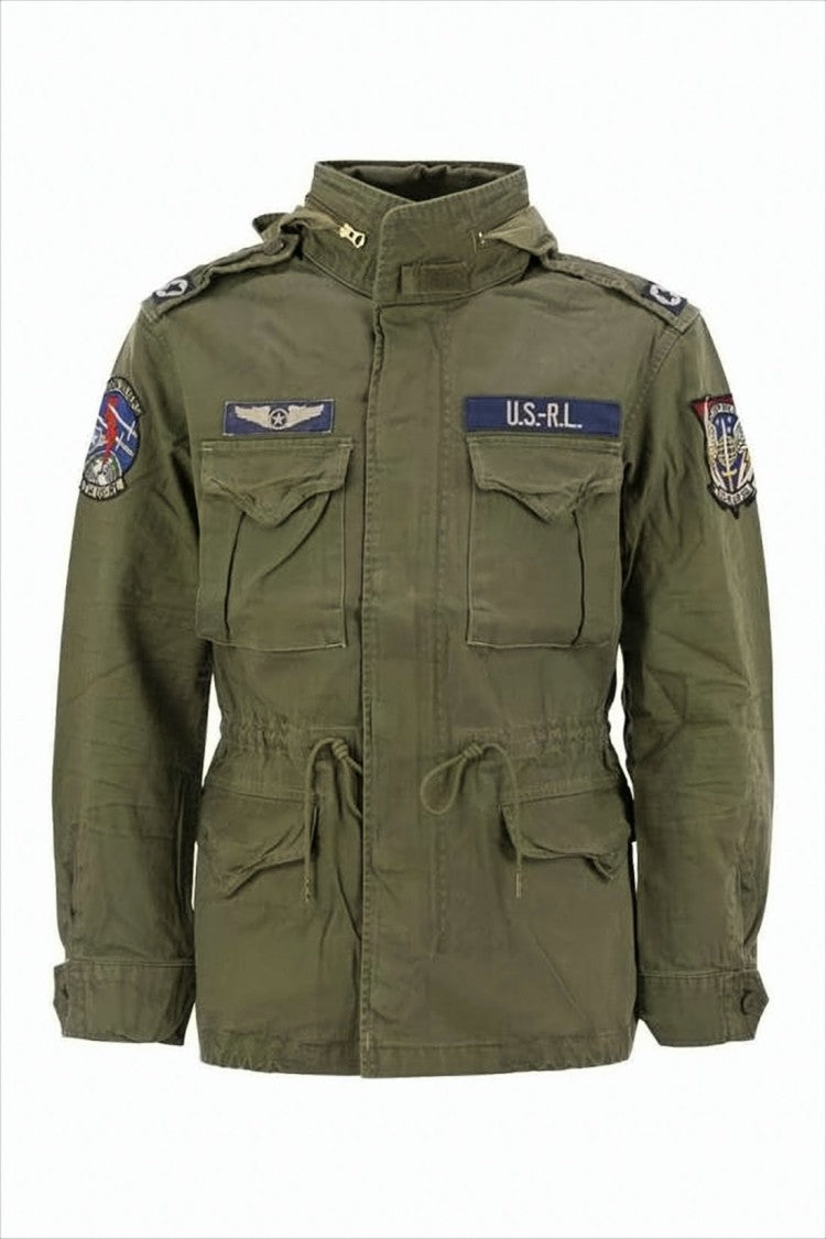Polo Ralph Lauren Military-Inspired Green Jacket With Adjustable Hood And Pockets