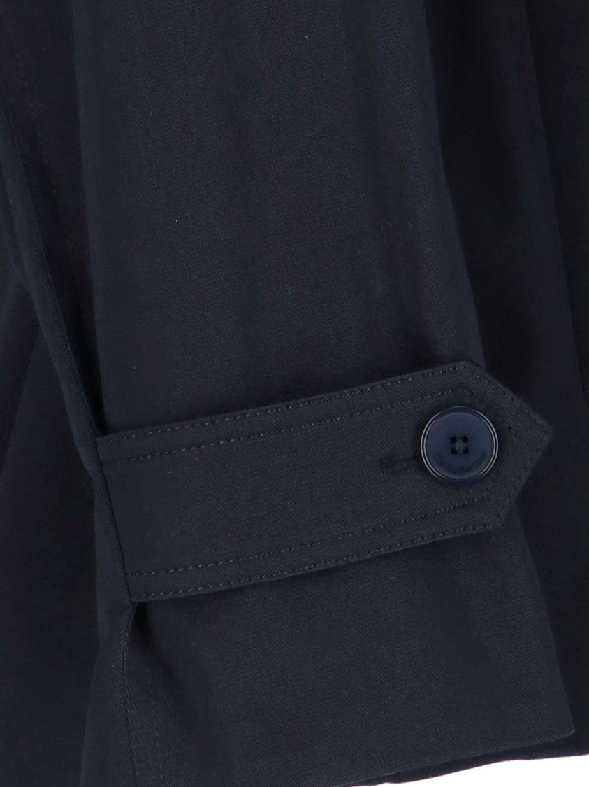 The Frankie Shop Navy Blue Cotton "Zurich" Oversized Short Trench Coat