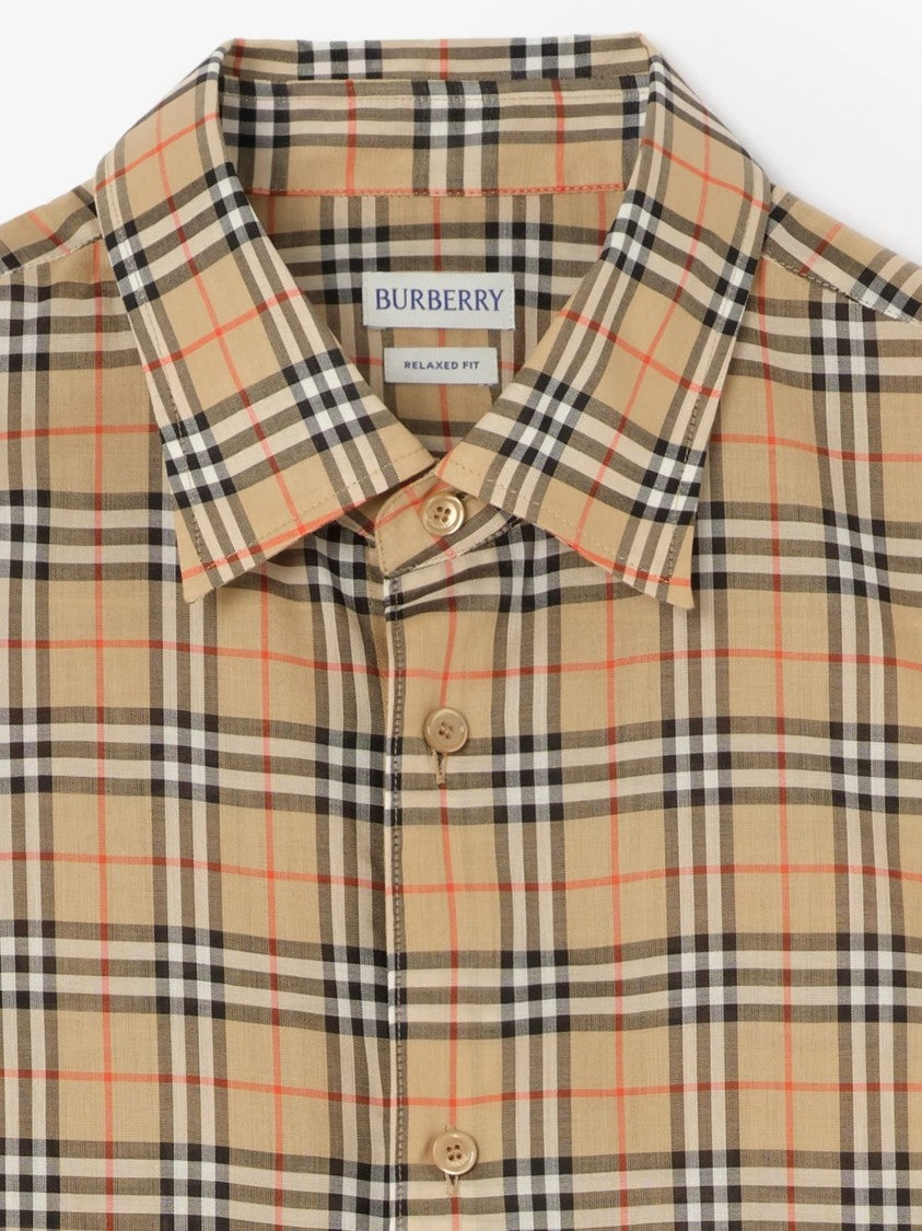 Burberry Black Woven Check Pointed Collar Shirt