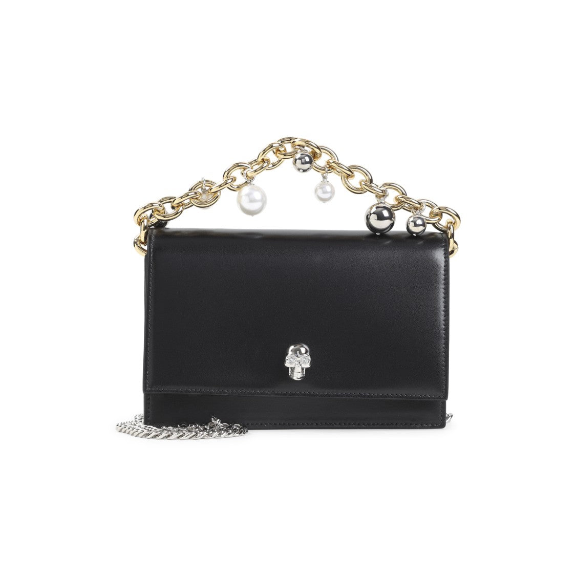 Alexander Mcqueen Rectangular Leather Clutch With Metallic Skull