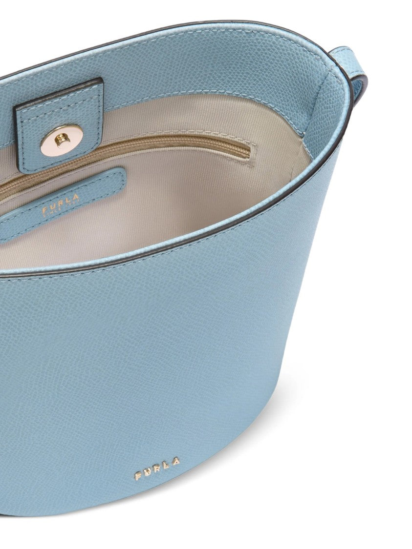 Furla Roxie Bucket Structured Soft Blue Leather Bag