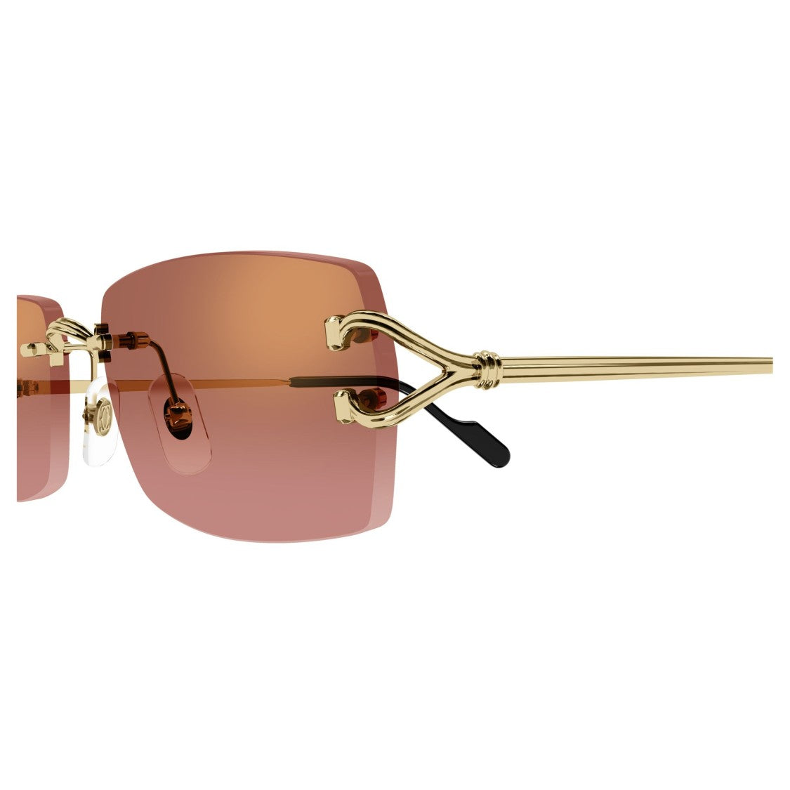 Cartier Rimless Sunglasses With Rectangular Brown Gradient Lenses