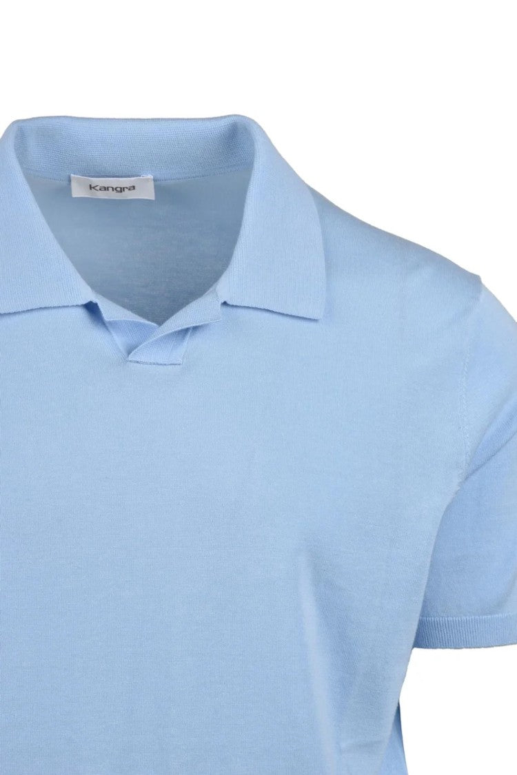 Kangra Light Blue Cotton Knit Polo