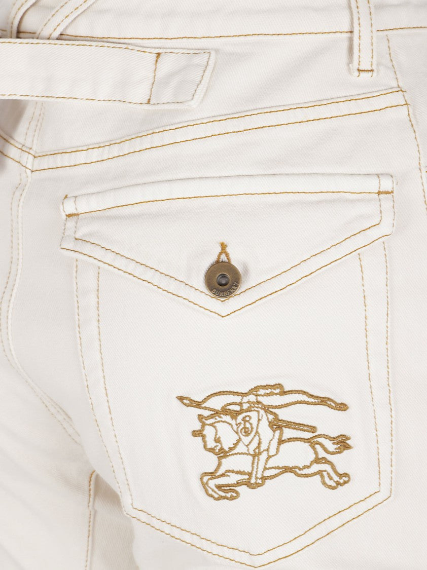 Burberry High-Waisted Flared Denim Jeans With Equestrian Embroidery
