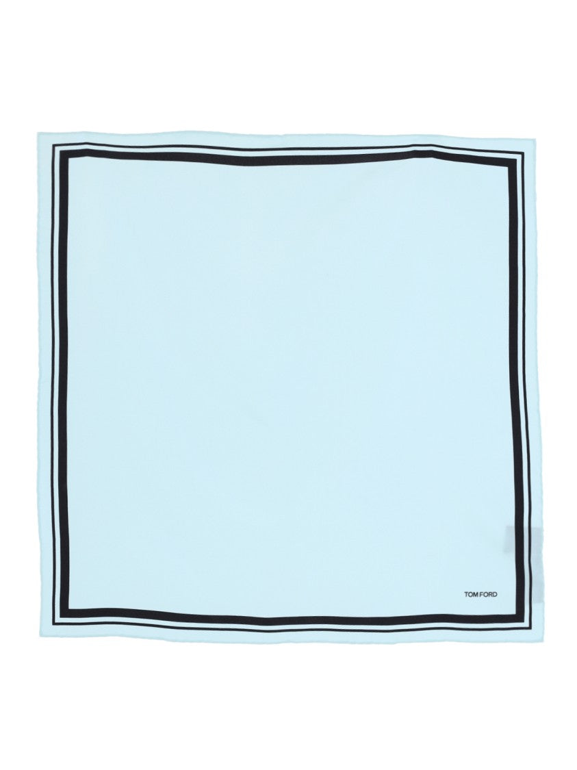 Tom Ford Contrast Detail Pocket Square – Light Blue