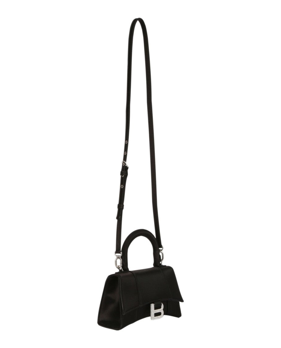 Balenciaga Xs Hourglass Top Handle Bag In Satin And Strass
