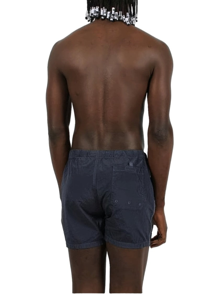 Stone Island Textured Fabric Swim Shorts With Button