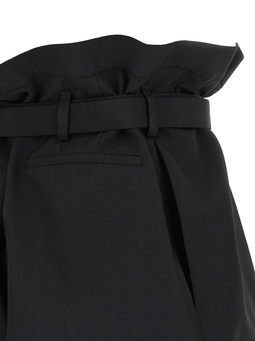 Saint Laurent High-Waisted Pouch Style Shorts With Stretched Pleats And Removable Belt