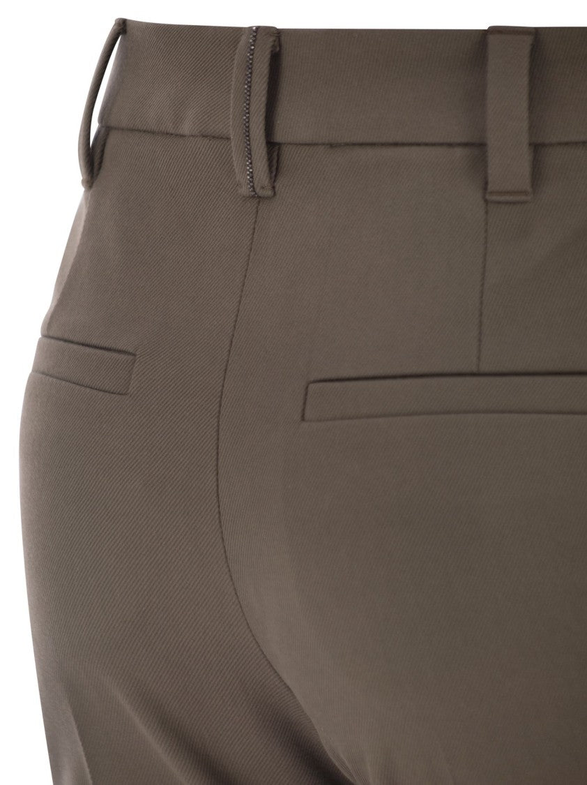 Brunello Cucinelli Cigarette Trousers In Stretch Cotton