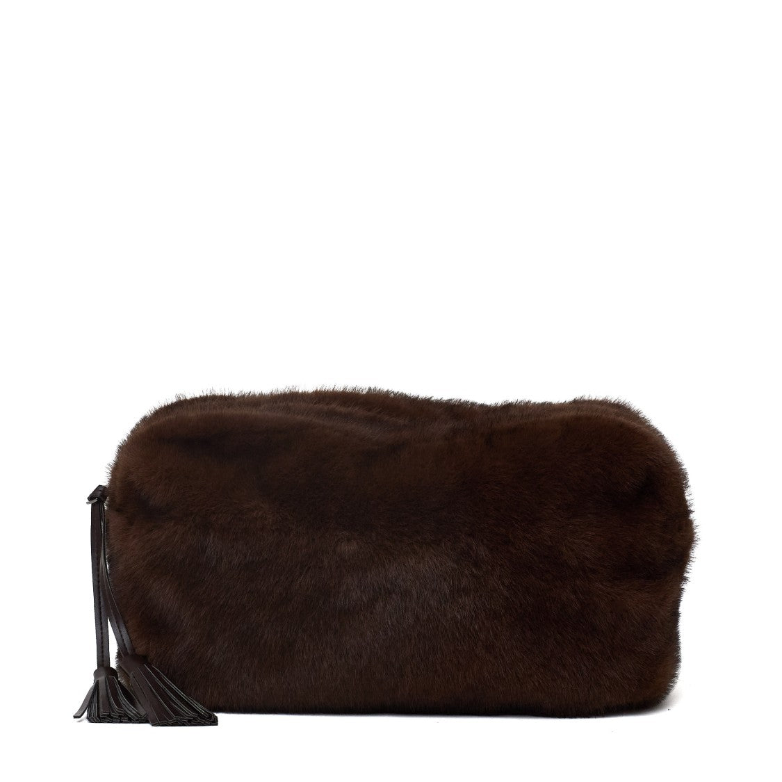 Parosh Rectangular Faux Fur Zip Clutch