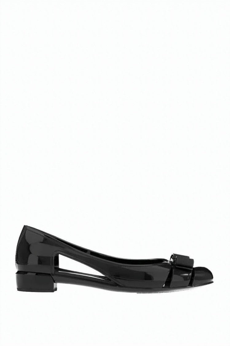 Salvatore Ferragamo Glossy Pvc Low-Heeled Pumps With Decorative Bow