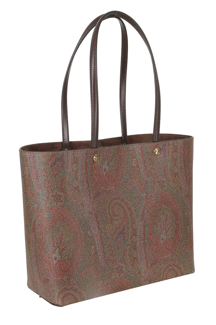 Etro Brown Shopping Essential Paisley Leather Tote Bag