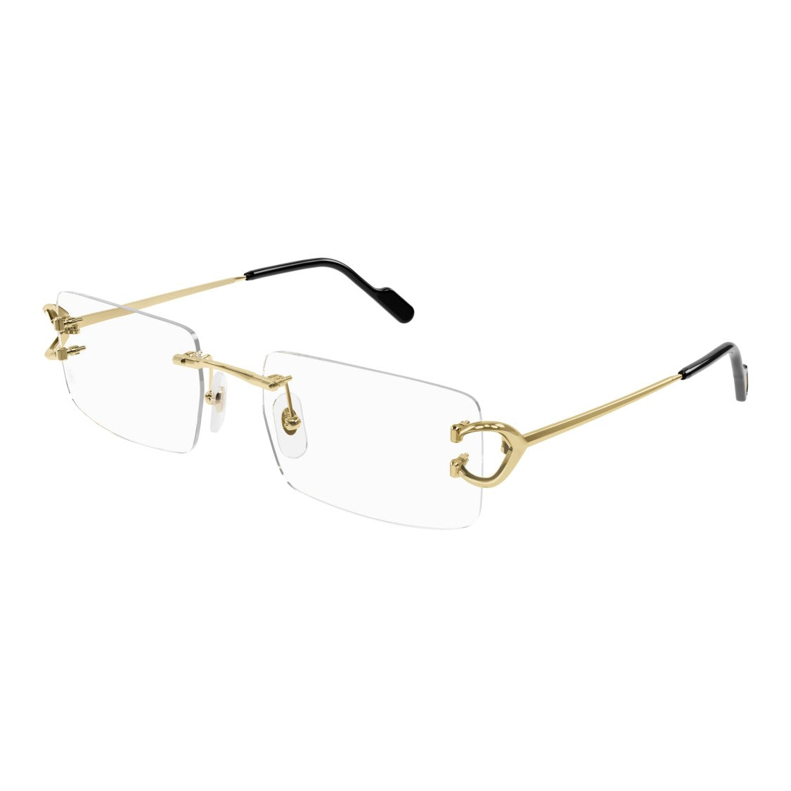 Cartier Rimless Rectangular Eyeglasses With Gold-Tone Accents
