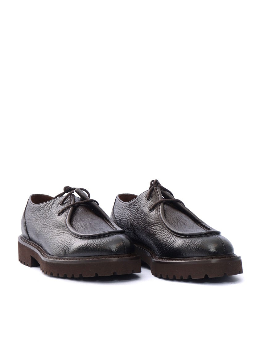 Doucal's Textured Calfskin Derby Shoes