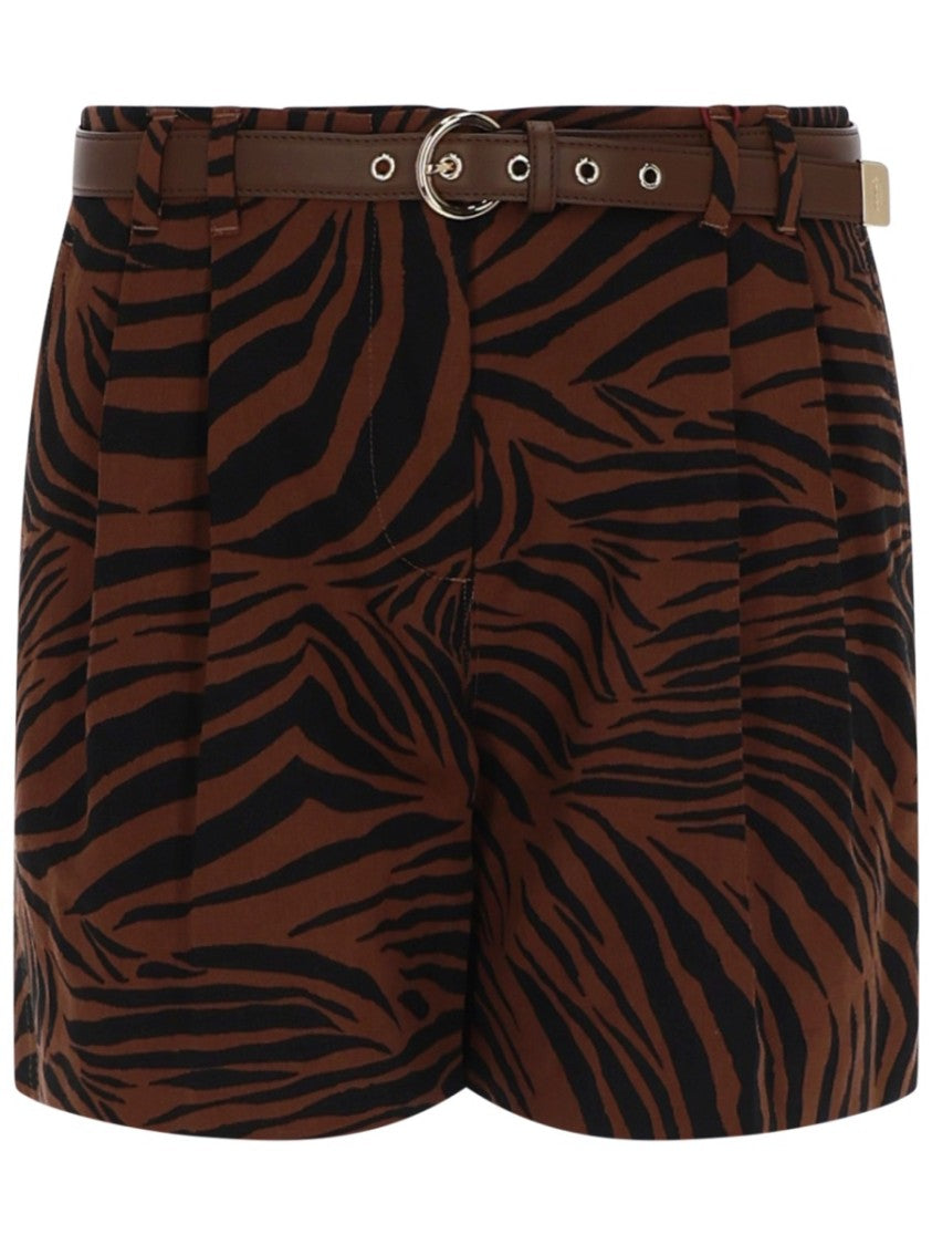 Max Mara Novella Belted Tiger Stripe Shorts