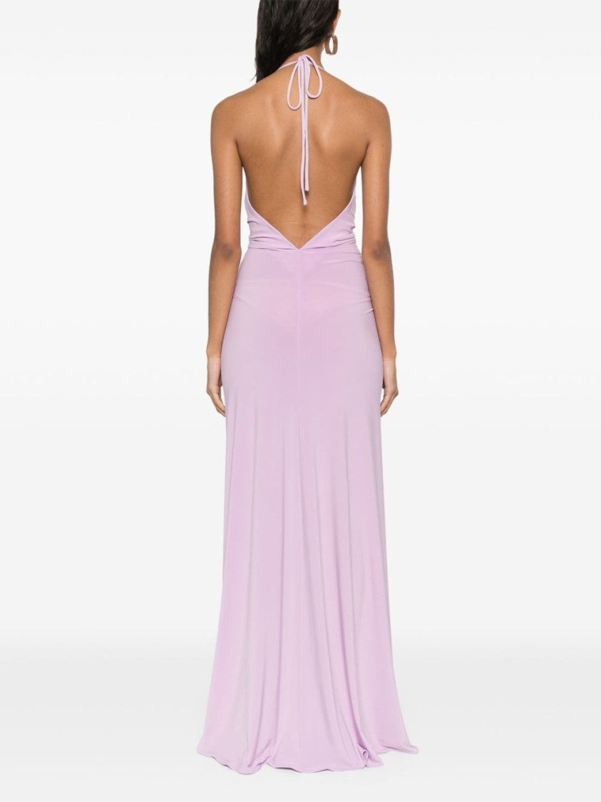 Mônot Lavender Stretch Jersey Gathered Maxi Dress