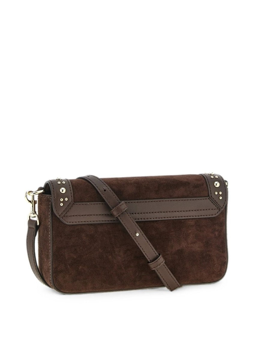 Furla Brown Rectangular Suede Leather Trim Bag