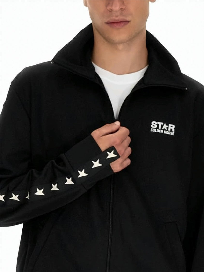 Golden Goose Zip-Up Jacket With Star Prints And Logo