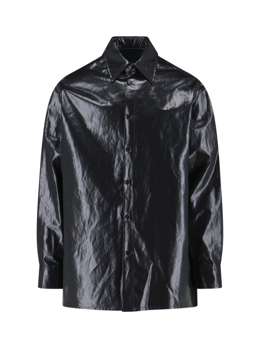 Mm6 By Maison Margiela Button-Up Black Shirt With Tailored Fit And Pointed Collar