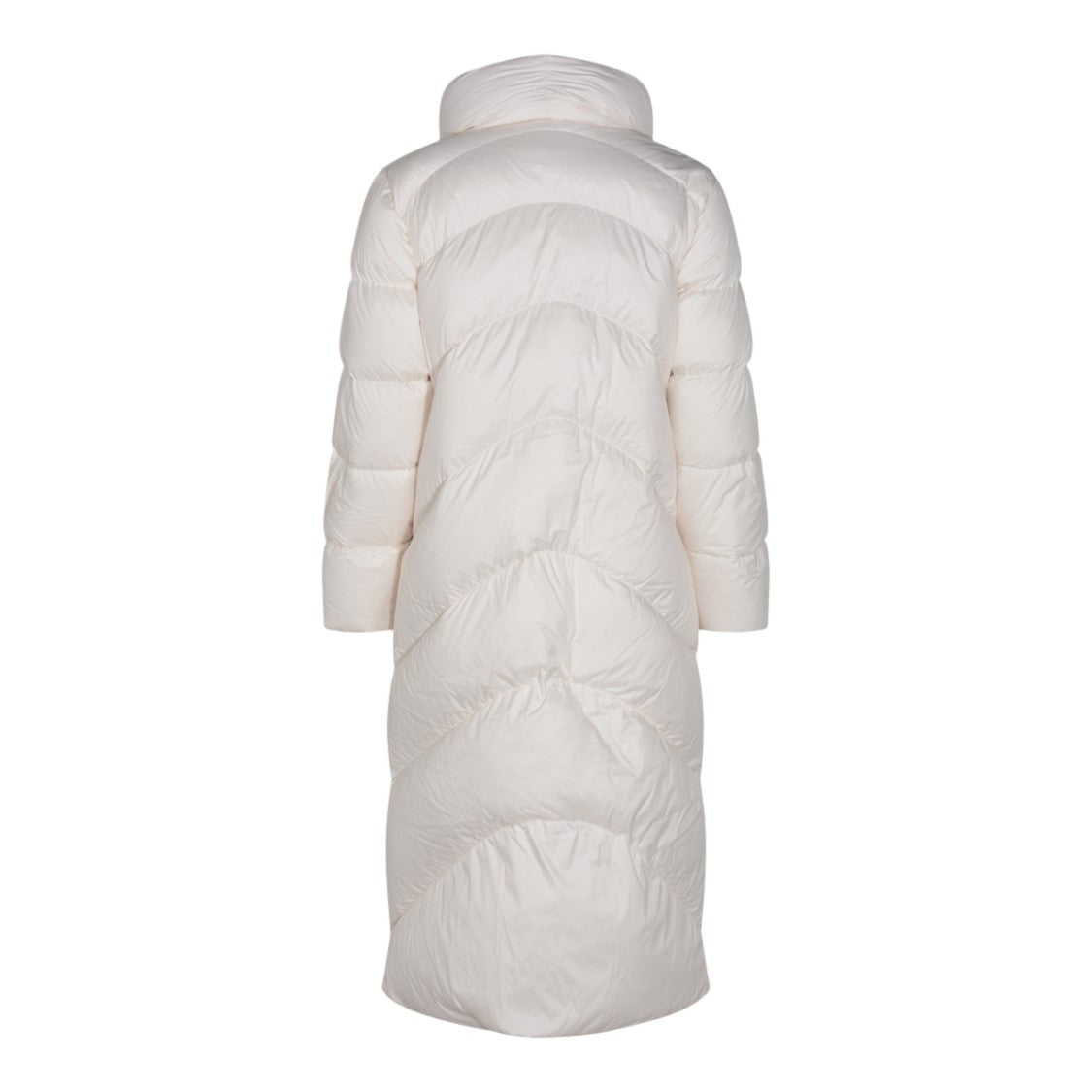 Add Quilted Long Padded Coat With High Collar